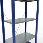 Grundregal, Fachbodenregal Stecksystem MULTIplus150, 2000 x 750 x 400 mm (HxBxT), 5 Fachböden, Kreuzstrebe, RAL 5010 enzianblau/verzinkt/verzinkt
