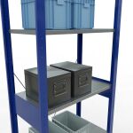 Grundregal, Fachbodenregal Stecksystem MULTIplus150, 2500 x 750 x 400 mm (HxBxT), 6 Fachböden, Kreuzstrebe, RAL 5010 enzianblau/verzinkt/verzinkt