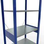Grundregal, Fachbodenregal Stecksystem MULTIplus150, 2500 x 750 x 500 mm (HxBxT), 6 Fachböden, Kreuzstrebe, RAL 5010 enzianblau/verzinkt/verzinkt