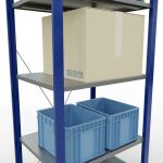 Grundregal, Fachbodenregal Stecksystem MULTIplus150, 2000 x 750 x 600 mm (HxBxT), 5 Fachböden, Kreuzstrebe, RAL 5010 enzianblau/verzinkt/verzinkt