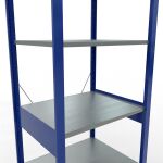 Grundregal, Fachbodenregal Stecksystem MULTIplus150, 2500 x 750 x 600 mm (HxBxT), 6 Fachböden, Kreuzstrebe, RAL 5010 enzianblau/verzinkt/verzinkt