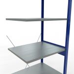 Anbauregal, Fachbodenregal Stecksystem MULTIplus150, 2500 x 750 x 600 mm (HxBxT), 6 Fachböden, Kreuzstrebe, RAL 5010 enzianblau/verzinkt/verzinkt