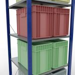 Grundregal, Fachbodenregal Stecksystem MULTIplus150, 2000 x 750 x 800 mm (HxBxT), 5 Fachböden, Kreuzstrebe, RAL 5010 enzianblau/verzinkt/verzinkt