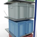 Anbauregal, Fachbodenregal Stecksystem MULTIplus150, 2000 x 750 x 800 mm (HxBxT), 5 Fachböden, Kreuzstrebe, RAL 5010 enzianblau/verzinkt/verzinkt