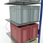 Anbauregal, Fachbodenregal Stecksystem MULTIplus150, 3000 x 750 x 800 mm (HxBxT), 7 Fachböden, Kreuzstrebe, RAL 5010 enzianblau/verzinkt/verzinkt