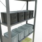 Grundregal, Fachbodenregal Stecksystem MULTIplus150, 3000 x 1000 x 300 mm (HxBxT), 7 Fachböden, Kreuzstrebe, verzinkt