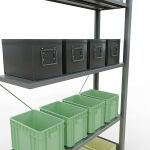 Anbauregal, Fachbodenregal Stecksystem MULTIplus150, 2000 x 1000 x 300 mm (HxBxT), 5 Fachböden, Kreuzstrebe, verzinkt