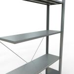 Anbauregal, Fachbodenregal Stecksystem MULTIplus150, 2000 x 1000 x 300 mm (HxBxT), 5 Fachböden, Kreuzstrebe, verzinkt