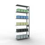 Anbauregal, Fachbodenregal Stecksystem MULTIplus150, 2500 x 1000 x 300 mm (HxBxT), 6 Fachböden, Kreuzstrebe, verzinkt