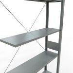 Anbauregal, Fachbodenregal Stecksystem MULTIplus150, 3000 x 1000 x 300 mm (HxBxT), 7 Fachböden, Kreuzstrebe, verzinkt