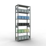 Grundregal, Fachbodenregal Stecksystem MULTIplus150, 2500 x 1000 x 400 mm (HxBxT), 6 Fachböden, Kreuzstrebe, verzinkt