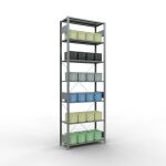 Grundregal, Fachbodenregal Stecksystem MULTIplus150, 3000 x 1000 x 400 mm (HxBxT), 7 Fachböden, Kreuzstrebe, verzinkt