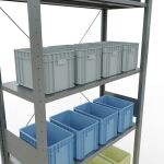 Grundregal, Fachbodenregal Stecksystem MULTIplus150, 3000 x 1000 x 400 mm (HxBxT), 7 Fachböden, Kreuzstrebe, verzinkt