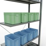 Anbauregal, Fachbodenregal Stecksystem MULTIplus150, 2000 x 1000 x 400 mm (HxBxT), 5 Fachböden, Kreuzstrebe, verzinkt