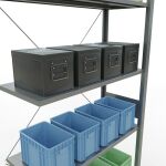 Anbauregal, Fachbodenregal Stecksystem MULTIplus150, 3000 x 1000 x 400 mm (HxBxT), 7 Fachböden, Kreuzstrebe, verzinkt