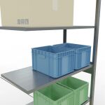 Anbauregal, Fachbodenregal Stecksystem MULTIplus150, 2500 x 1000 x 500 mm (HxBxT), 6 Fachböden, Kreuzstrebe, verzinkt