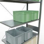 Anbauregal, Fachbodenregal Stecksystem MULTIplus150, 3000 x 1000 x 500 mm (HxBxT), 7 Fachböden, Kreuzstrebe, verzinkt