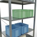 Grundregal, Fachbodenregal Stecksystem MULTIplus150, 2000 x 1000 x 600 mm (HxBxT), 5 Fachböden, Kreuzstrebe, verzinkt