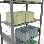 Grundregal, Fachbodenregal Stecksystem MULTIplus150, 3000 x 1000 x 600 mm (HxBxT), 7 Fachböden, Kreuzstrebe, verzinkt