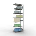 Anbauregal, Fachbodenregal Stecksystem MULTIplus150, 3000 x 1000 x 600 mm (HxBxT), 7 Fachböden, Kreuzstrebe, verzinkt