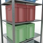 Grundregal, Fachbodenregal Stecksystem MULTIplus150, 2000 x 1000 x 800 mm (HxBxT), 5 Fachböden, Kreuzstrebe, verzinkt