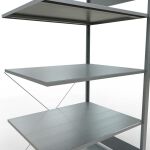 Anbauregal, Fachbodenregal Stecksystem MULTIplus150, 2000 x 1000 x 800 mm (HxBxT), 5 Fachböden, Kreuzstrebe, verzinkt