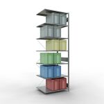 Anbauregal, Fachbodenregal Stecksystem MULTIplus150, 3000 x 1000 x 800 mm (HxBxT), 7 Fachböden, Kreuzstrebe, verzinkt