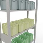 Grundregal, Fachbodenregal Stecksystem MULTIplus150, 2500 x 1000 x 300 mm (HxBxT), 6 Fachböden, Kreuzstrebe, RAL 7035 lichtgrau