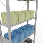 Grundregal, Fachbodenregal Stecksystem MULTIplus150, 3000 x 1000 x 300 mm (HxBxT), 7 Fachböden, Kreuzstrebe, RAL 7035 lichtgrau