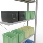 Anbauregal, Fachbodenregal Stecksystem MULTIplus150, 2000 x 1000 x 300 mm (HxBxT), 5 Fachböden, Kreuzstrebe, RAL 7035 lichtgrau