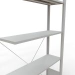 Anbauregal, Fachbodenregal Stecksystem MULTIplus150, 2000 x 1000 x 300 mm (HxBxT), 5 Fachböden, Kreuzstrebe, RAL 7035 lichtgrau