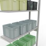 Anbauregal, Fachbodenregal Stecksystem MULTIplus150, 2500 x 1000 x 300 mm (HxBxT), 6 Fachböden, Kreuzstrebe, RAL 7035 lichtgrau