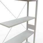 Anbauregal, Fachbodenregal Stecksystem MULTIplus150, 3000 x 1000 x 300 mm (HxBxT), 7 Fachböden, Kreuzstrebe, RAL 7035 lichtgrau