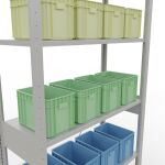 Grundregal, Fachbodenregal Stecksystem MULTIplus150, 2500 x 1000 x 400 mm (HxBxT), 6 Fachböden, Kreuzstrebe, RAL 7035 lichtgrau