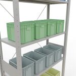 Grundregal, Fachbodenregal Stecksystem MULTIplus150, 3000 x 1000 x 400 mm (HxBxT), 7 Fachböden, Kreuzstrebe, RAL 7035 lichtgrau