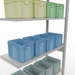 Anbauregal, Fachbodenregal Stecksystem MULTIplus150, 2500 x 1000 x 400 mm (HxBxT), 6 Fachböden, Kreuzstrebe, RAL 7035 lichtgrau