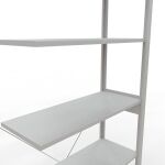 Anbauregal, Fachbodenregal Stecksystem MULTIplus150, 2500 x 1000 x 400 mm (HxBxT), 6 Fachböden, Kreuzstrebe, RAL 7035 lichtgrau