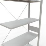 Anbauregal, Fachbodenregal Stecksystem MULTIplus150, 3000 x 1000 x 400 mm (HxBxT), 7 Fachböden, Kreuzstrebe, RAL 7035 lichtgrau