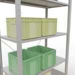 Grundregal, Fachbodenregal Stecksystem MULTIplus150, 2000 x 1000 x 500 mm (HxBxT), 5 Fachböden, Kreuzstrebe, RAL 7035 lichtgrau