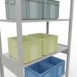 Grundregal, Fachbodenregal Stecksystem MULTIplus150, 2500 x 1000 x 500 mm (HxBxT), 6 Fachböden, Kreuzstrebe, RAL 7035 lichtgrau