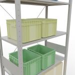 Grundregal, Fachbodenregal Stecksystem MULTIplus150, 3000 x 1000 x 500 mm (HxBxT), 7 Fachböden, Kreuzstrebe, RAL 7035 lichtgrau