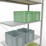 Anbauregal, Fachbodenregal Stecksystem MULTIplus150, 2000 x 1000 x 500 mm (HxBxT), 5 Fachböden, Kreuzstrebe, RAL 7035 lichtgrau