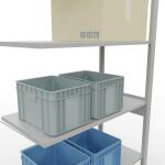 Anbauregal, Fachbodenregal Stecksystem MULTIplus150, 2500 x 1000 x 500 mm (HxBxT), 6 Fachböden, Kreuzstrebe, RAL 7035 lichtgrau