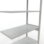 Anbauregal, Fachbodenregal Stecksystem MULTIplus150, 2500 x 1000 x 500 mm (HxBxT), 6 Fachböden, Kreuzstrebe, RAL 7035 lichtgrau