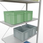 Anbauregal, Fachbodenregal Stecksystem MULTIplus150, 3000 x 1000 x 500 mm (HxBxT), 7 Fachböden, Kreuzstrebe, RAL 7035 lichtgrau