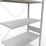 Anbauregal, Fachbodenregal Stecksystem MULTIplus150, 3000 x 1000 x 500 mm (HxBxT), 7 Fachböden, Kreuzstrebe, RAL 7035 lichtgrau