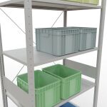 Grundregal, Fachbodenregal Stecksystem MULTIplus150, 3000 x 1000 x 600 mm (HxBxT), 7 Fachböden, Kreuzstrebe, RAL 7035 lichtgrau