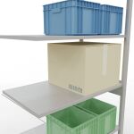 Anbauregal, Fachbodenregal Stecksystem MULTIplus150, 2500 x 1000 x 600 mm (HxBxT), 6 Fachböden, Kreuzstrebe, RAL 7035 lichtgrau