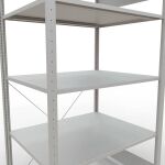 Grundregal, Fachbodenregal Stecksystem MULTIplus150, 2000 x 1000 x 800 mm (HxBxT), 5 Fachböden, Kreuzstrebe, RAL 7035 lichtgrau