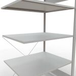 Anbauregal, Fachbodenregal Stecksystem MULTIplus150, 2000 x 1000 x 800 mm (HxBxT), 5 Fachböden, Kreuzstrebe, RAL 7035 lichtgrau